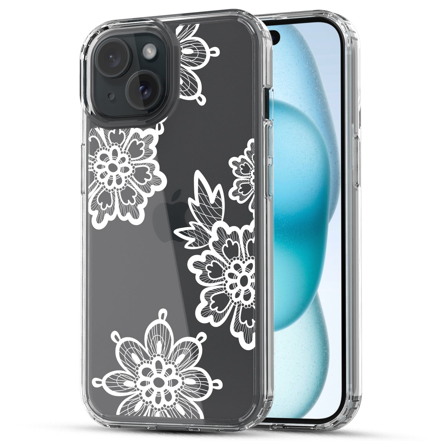 iPhone 15 Case, Anti-Scratch Clear Case - Lace Flower