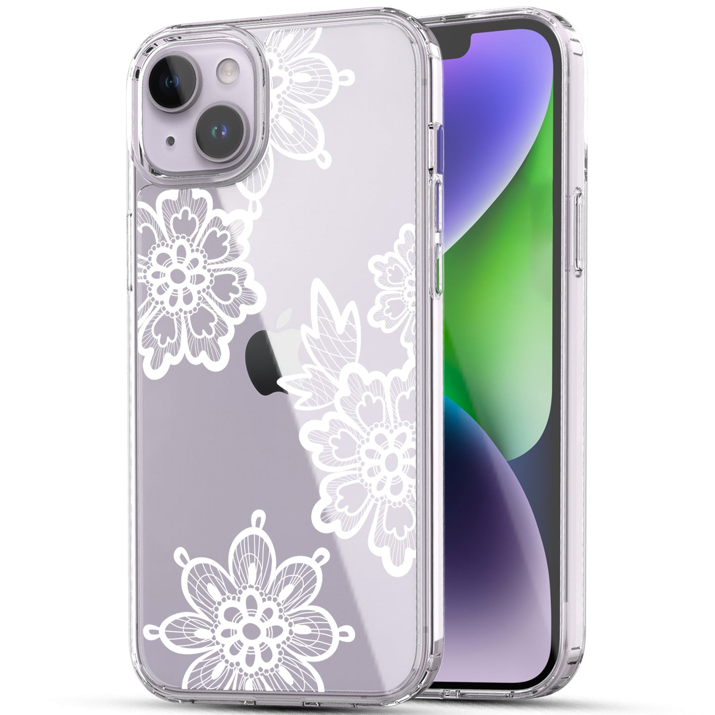 iPhone 14 Case, Anti-Scratch Clear Case - Lace Flower