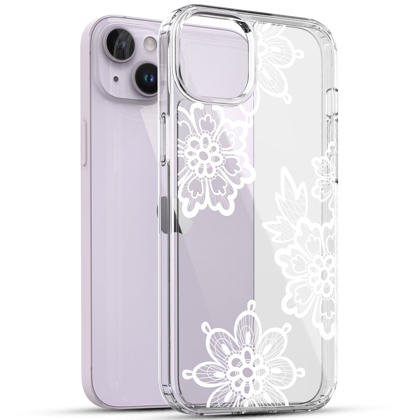 iPhone 14 Case, Anti-Scratch Clear Case - Lace Flower