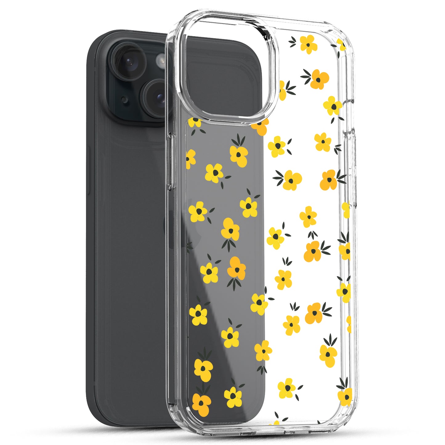 iPhone 15 Case, Anti-Scratch Clear Case - Yellow Daisy Flower