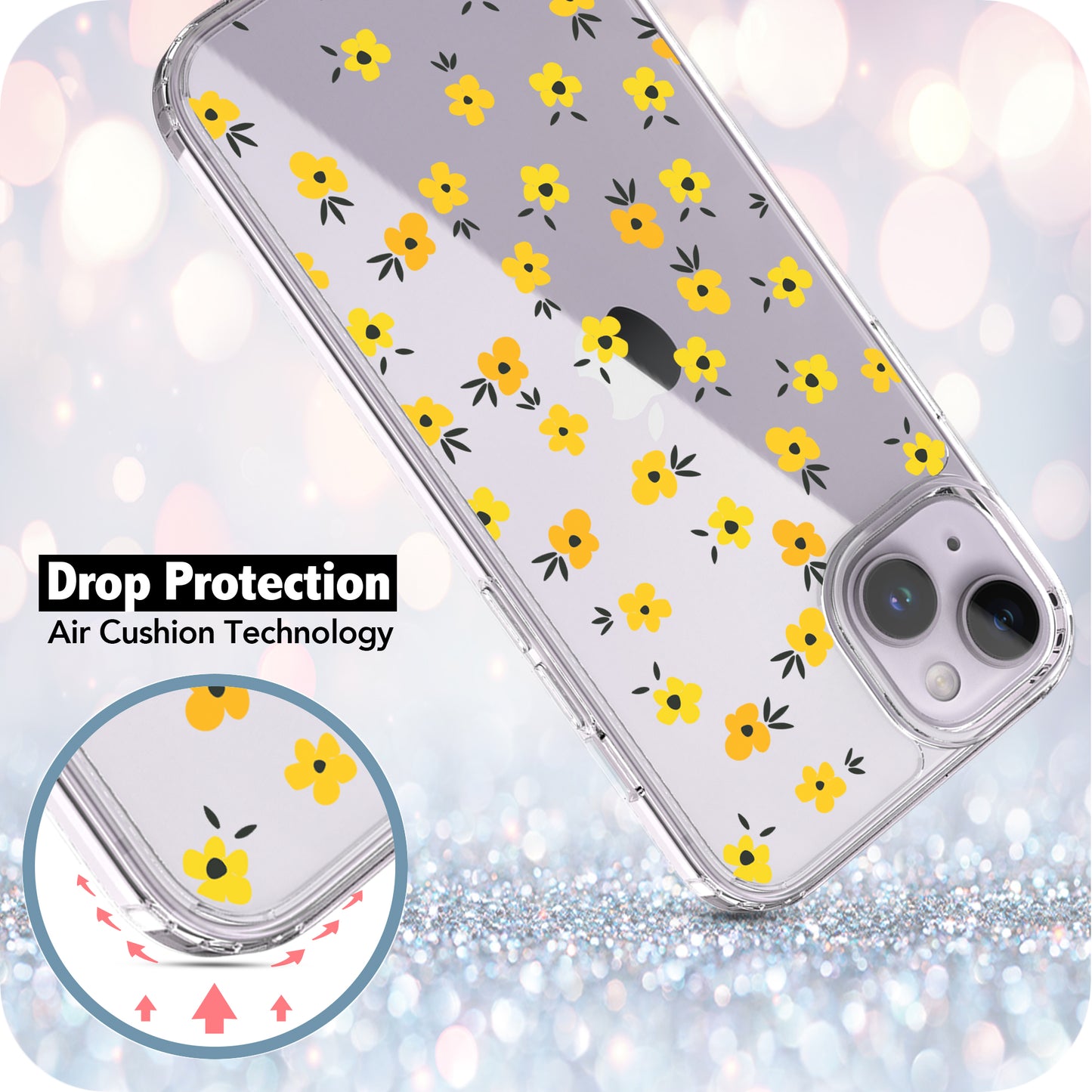 iPhone 14 Case, Anti-Scratch Clear Case - Yellow Daisy Flower