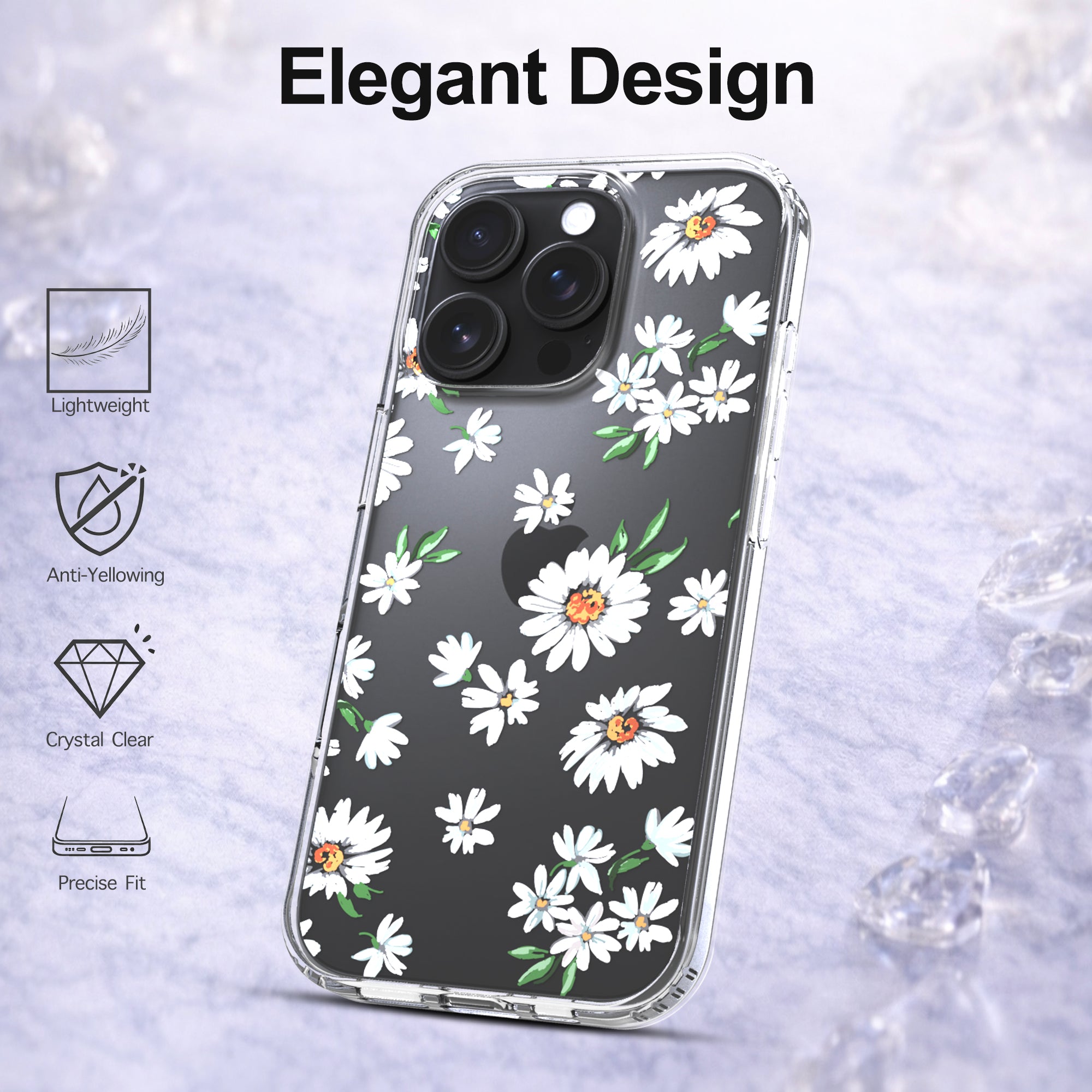iPhone 16 Pro Case, Anti-Scratch Clear Case - Daisy – RANZNOVA