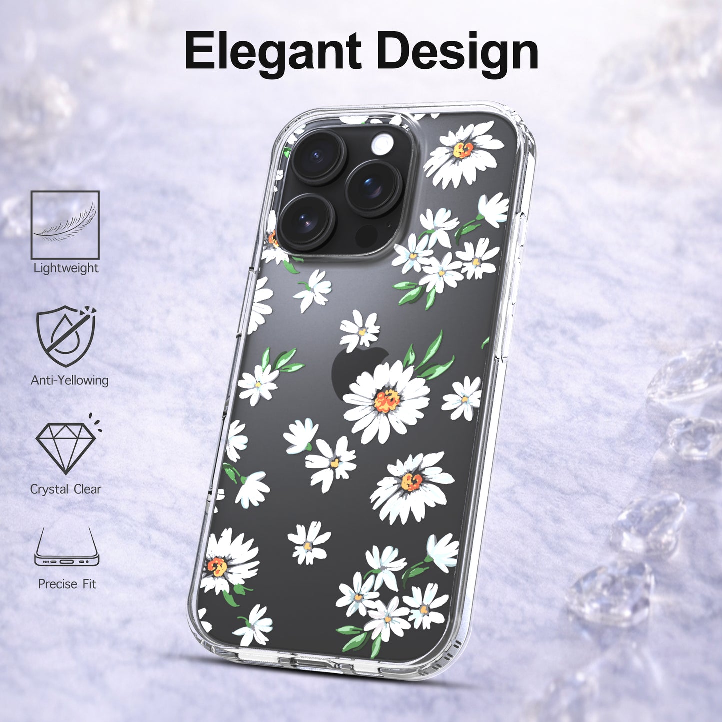 iPhone 16 Pro Case, Anti-Scratch Clear Case - Daisy