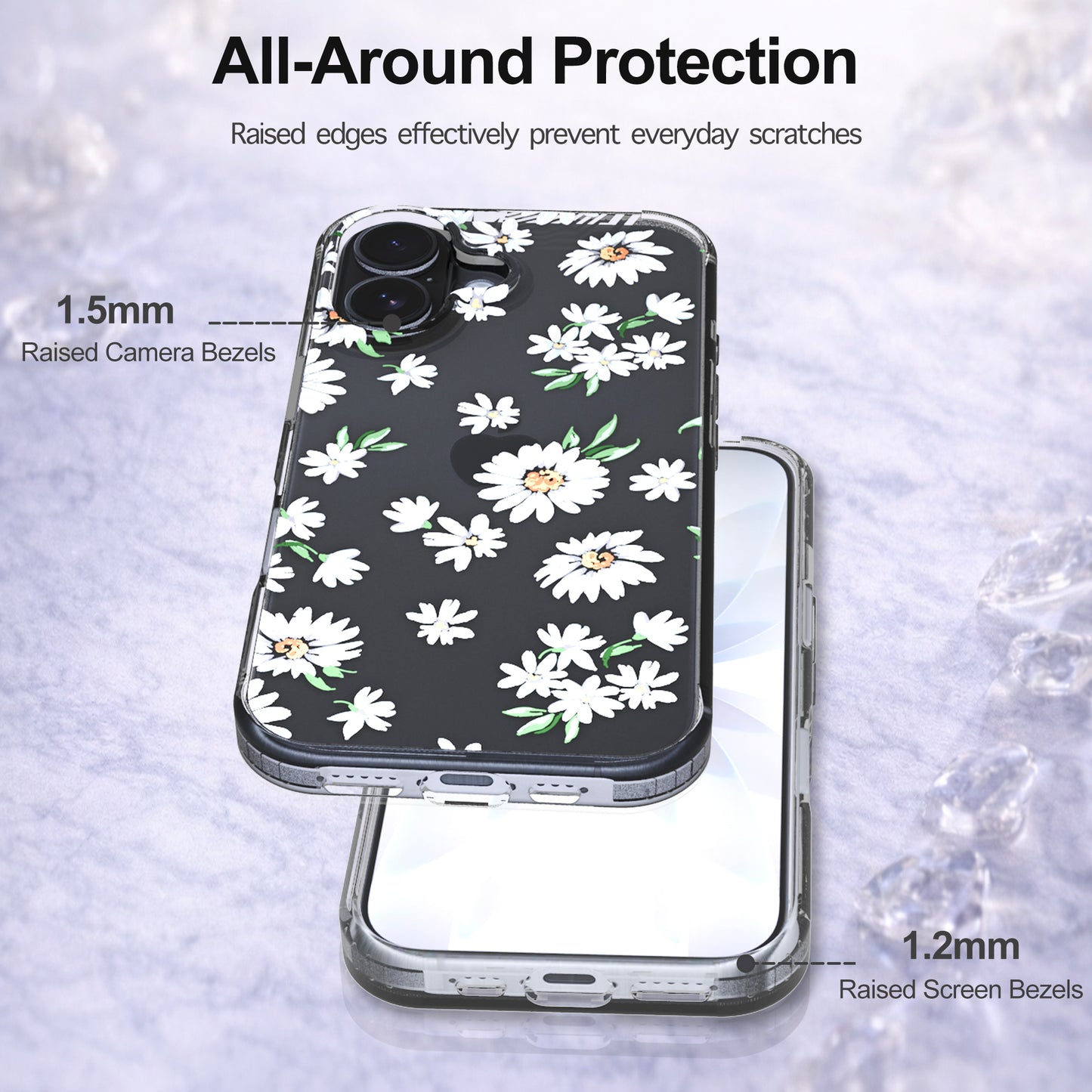 iPhone 16 Plus Case, Anti-Scratch Clear Case - Daisy