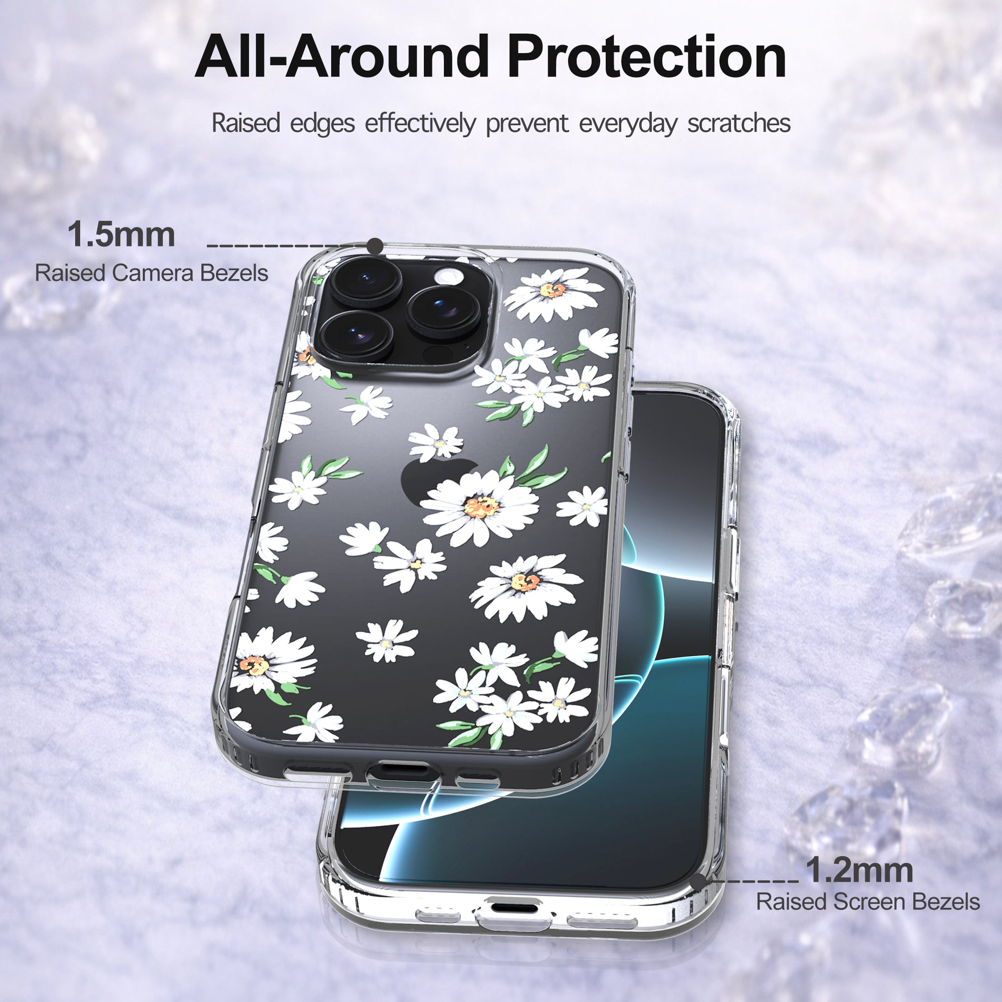 iPhone 16 Pro Max Case, Anti-Scratch Clear Case - Daisy – RANZNOVA