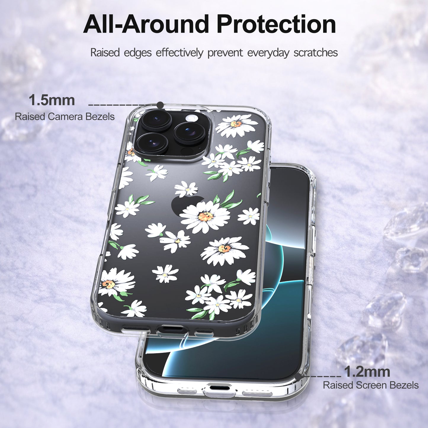 iPhone 16 Pro Case, Anti-Scratch Clear Case - Daisy