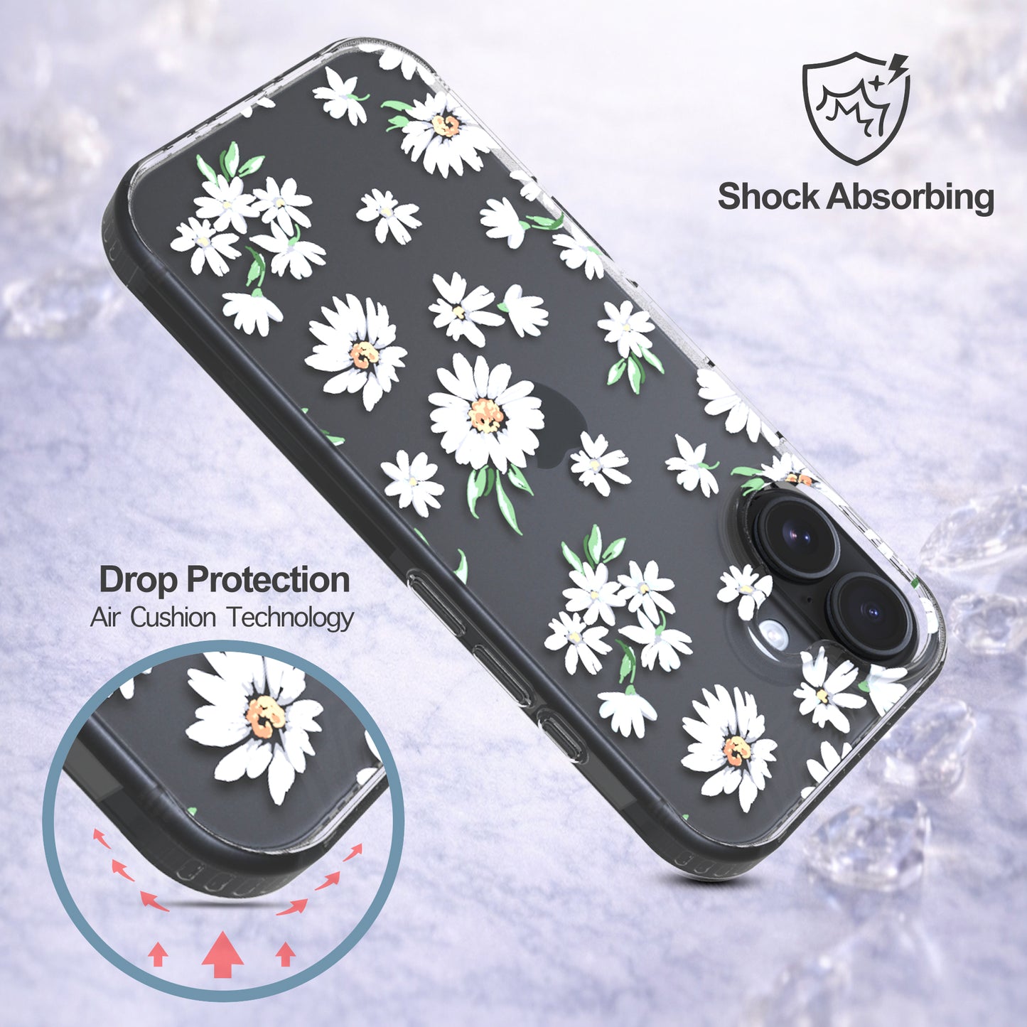 iPhone 16 Plus Case, Anti-Scratch Clear Case - Daisy