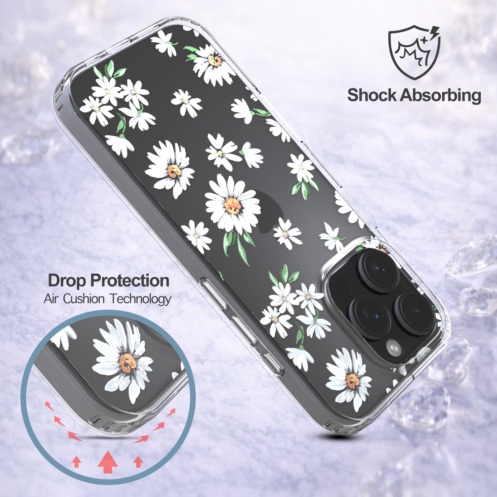 iPhone 16 Pro Max Case, Anti-Scratch Clear Case - Daisy – RANZNOVA