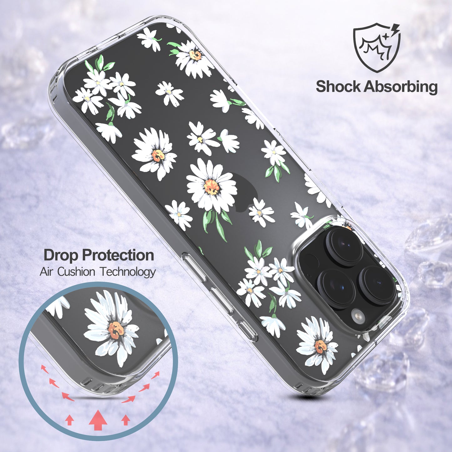 iPhone 16 Pro Case, Anti-Scratch Clear Case - Daisy