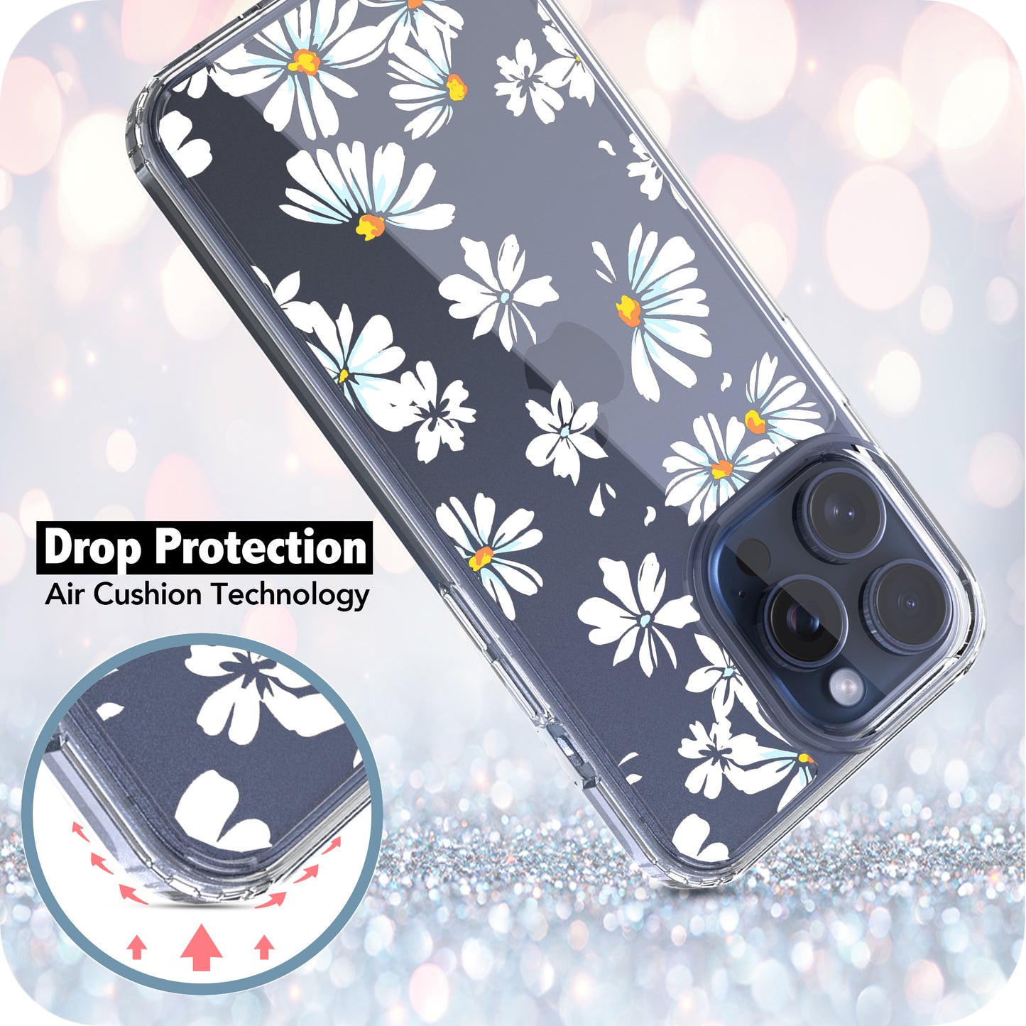 iPhone 15 Pro Case, Anti-Scratch Clear Case - Little Daisy