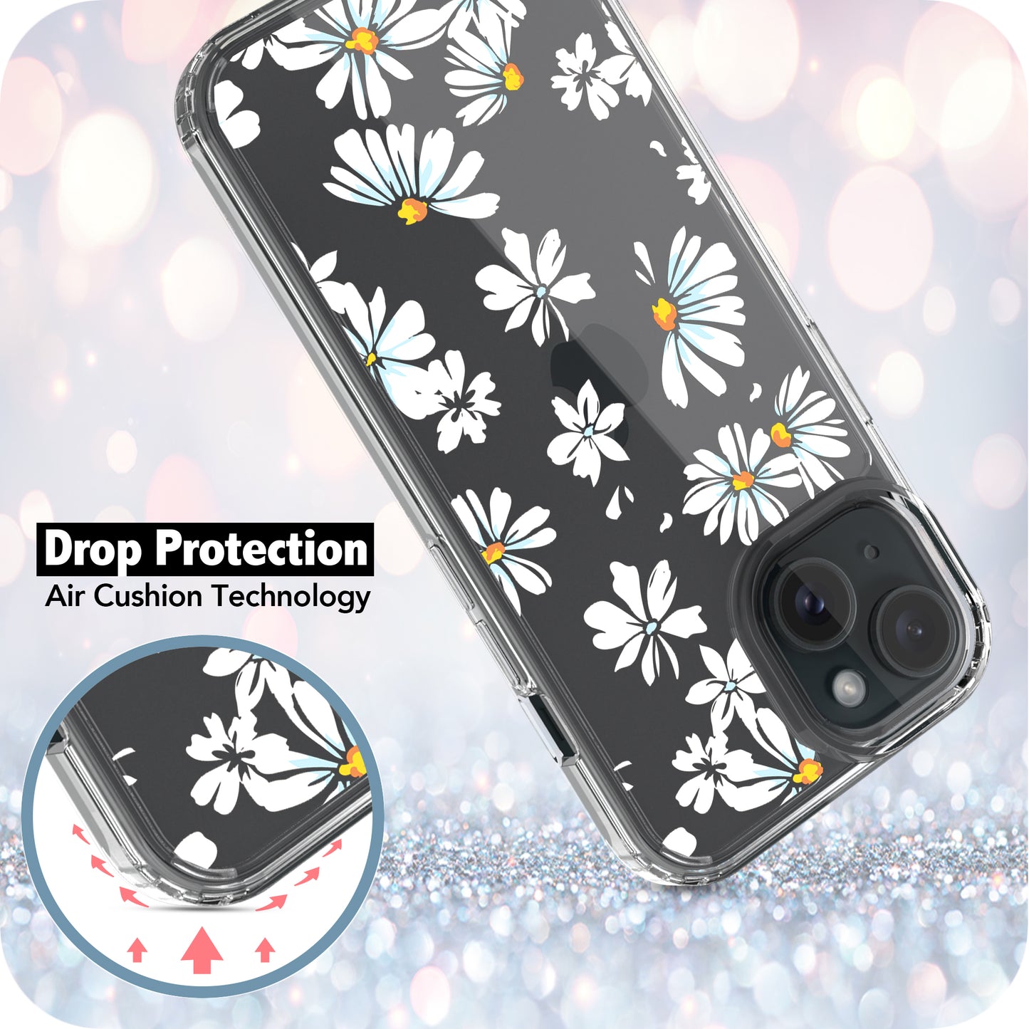 iPhone 15 Case, Anti-Scratch Clear Case - Little Daisy