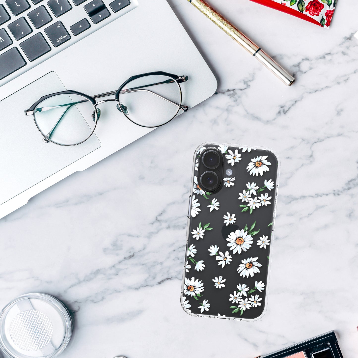 iPhone 16 Plus Case, Anti-Scratch Clear Case - Daisy