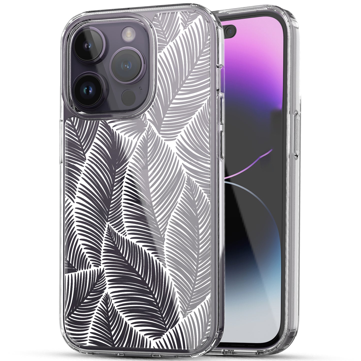 iPhone 14 Pro Max Case, Anti-Scratch Clear Case -  Palm Tree Leaves