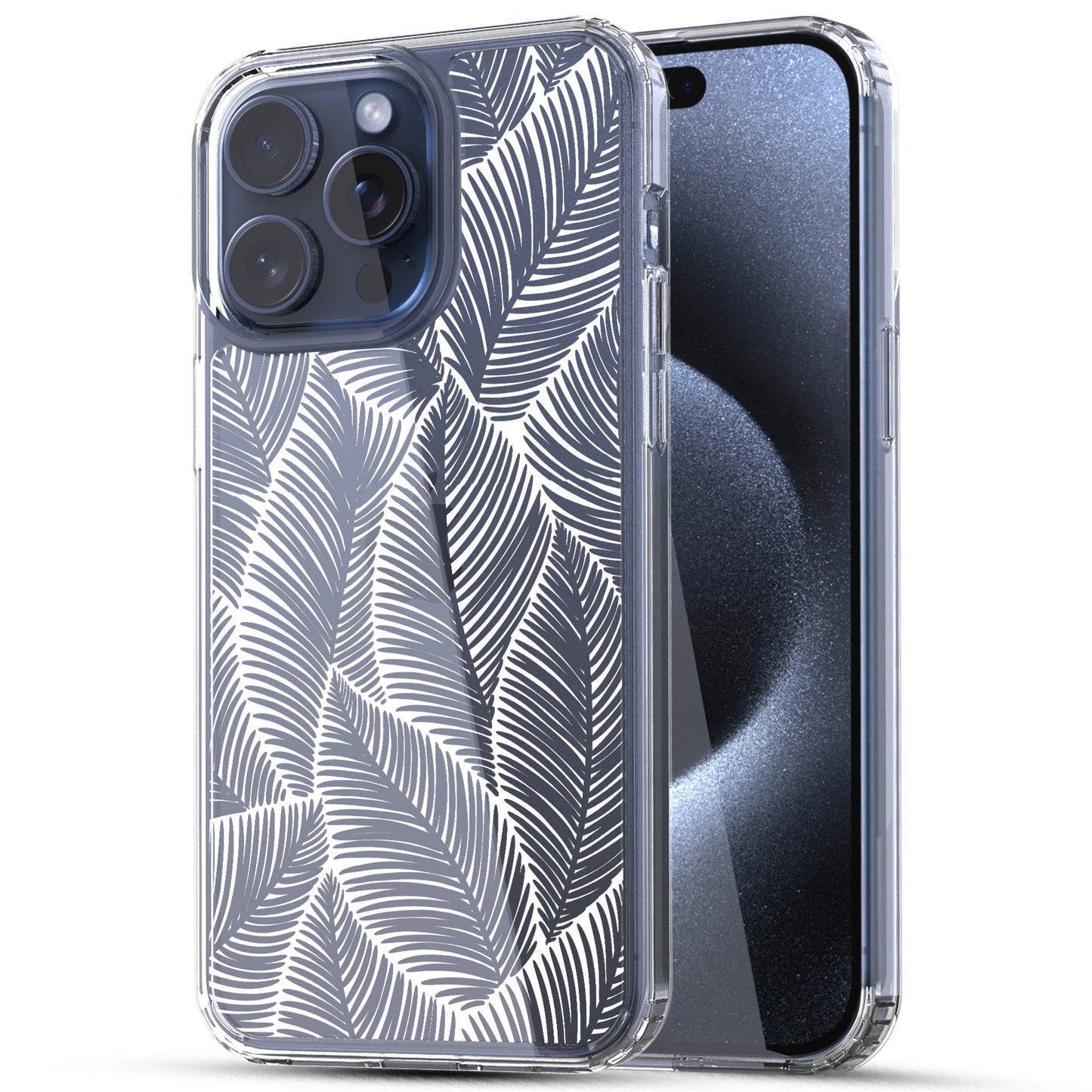 iPhone 15 Pro Max Case, Anti-Scratch Clear Case - Palm Tree Leaves