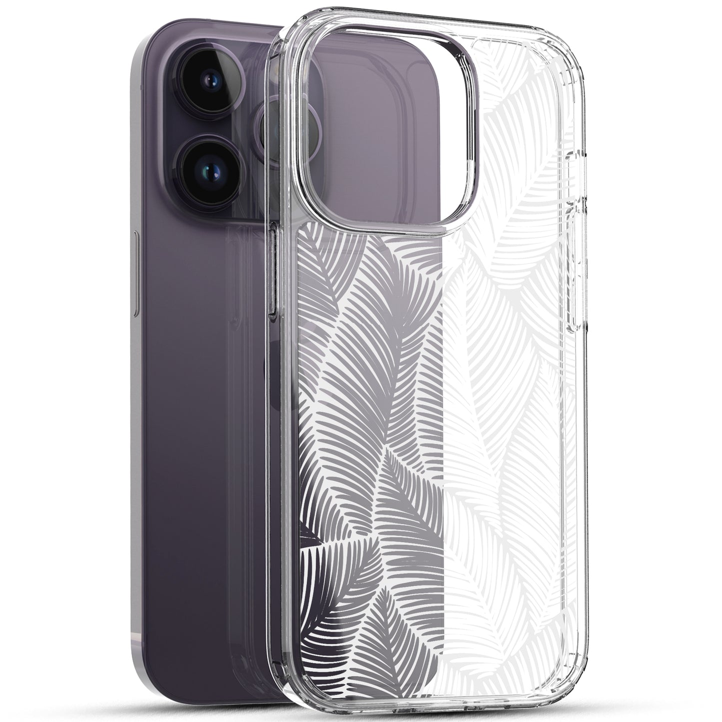 iPhone 14 Pro Max Case, Anti-Scratch Clear Case -  Palm Tree Leaves