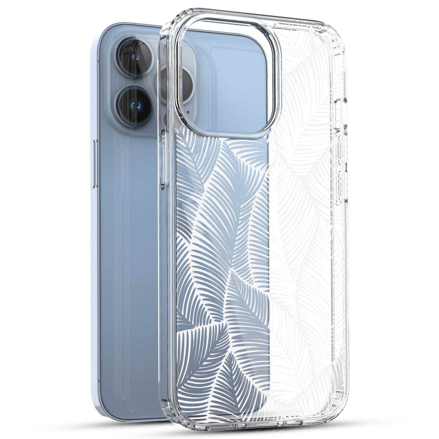 iPhone 13 Pro Max Case, Anti-Scratch Clear Case - Palm Tree Leaves