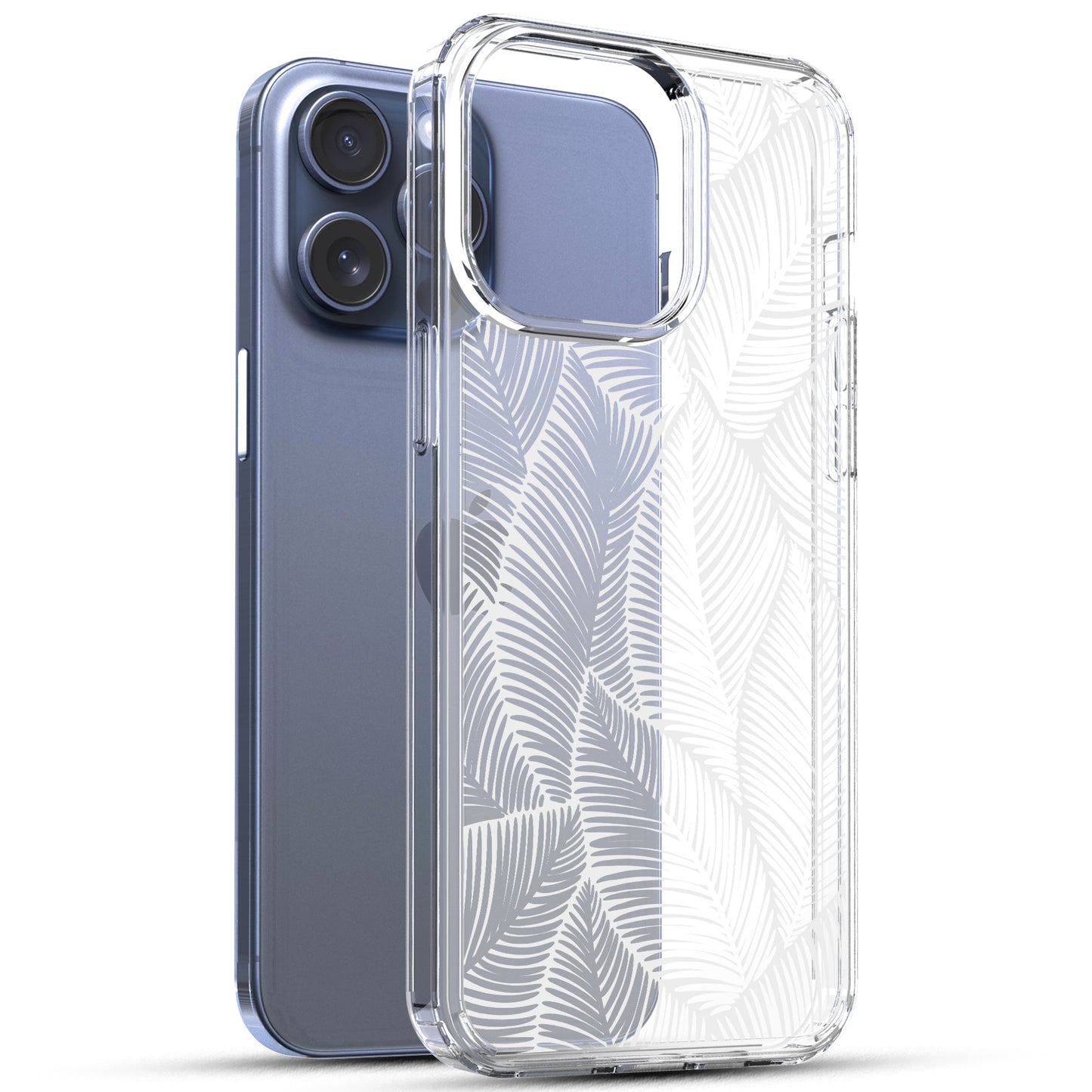 iPhone 15 Pro Max Case, Anti-Scratch Clear Case - Palm Tree Leaves