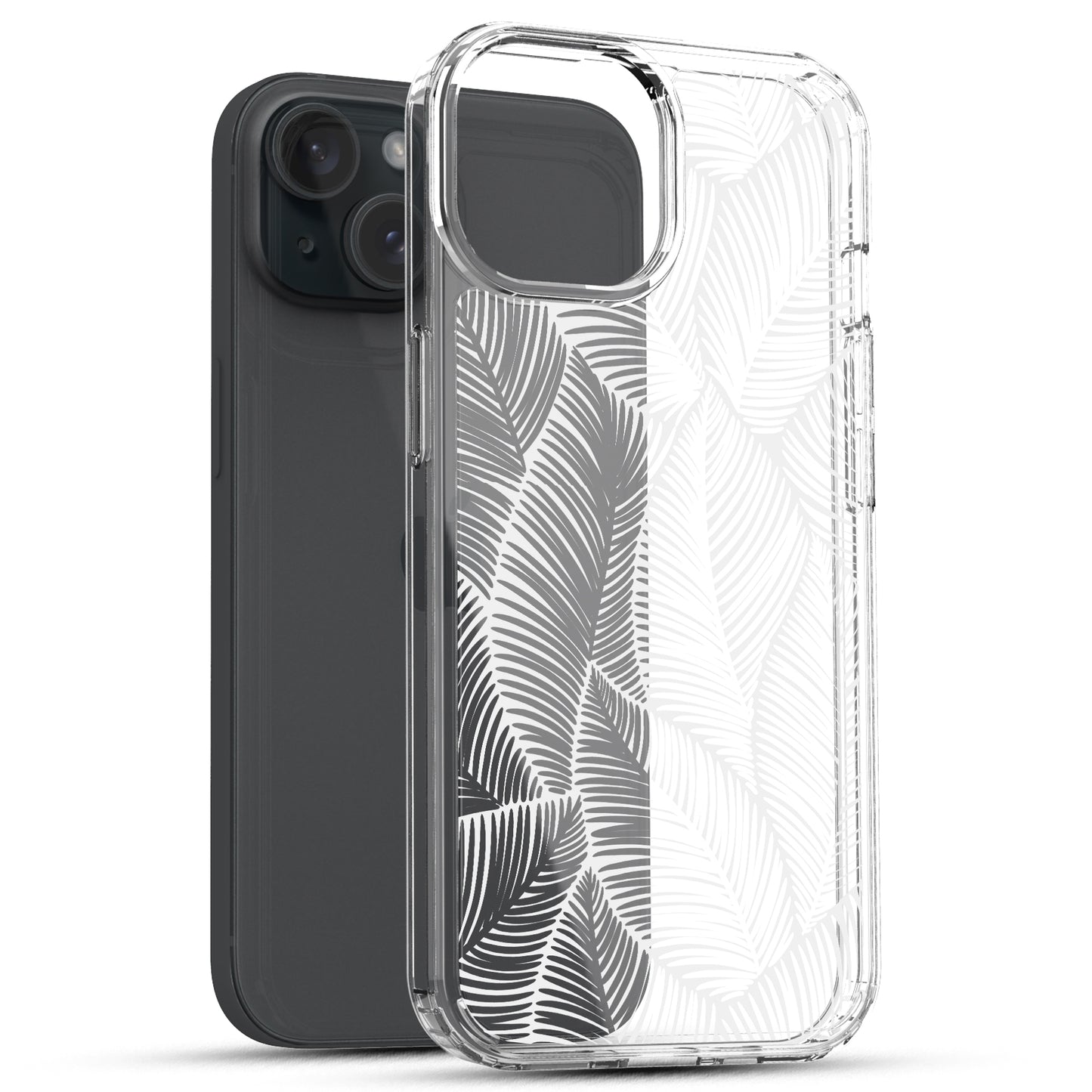 iPhone 15 Case, Anti-Scratch Clear Case - Palm Tree Leaves