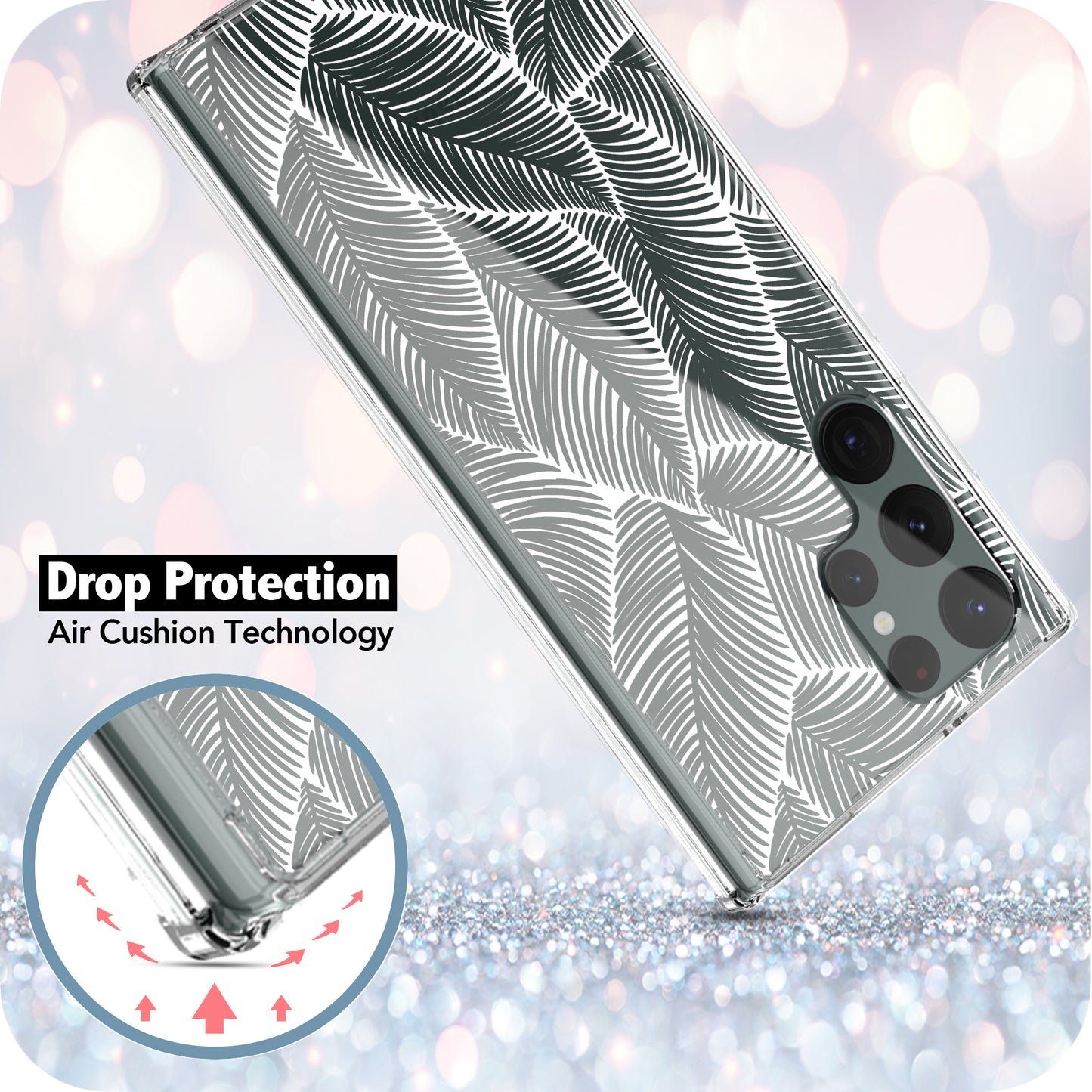 Samsung Galaxy S22 Ultra (5G) Case, Anti-Scratch Clear Case - Palm Tree Leaves