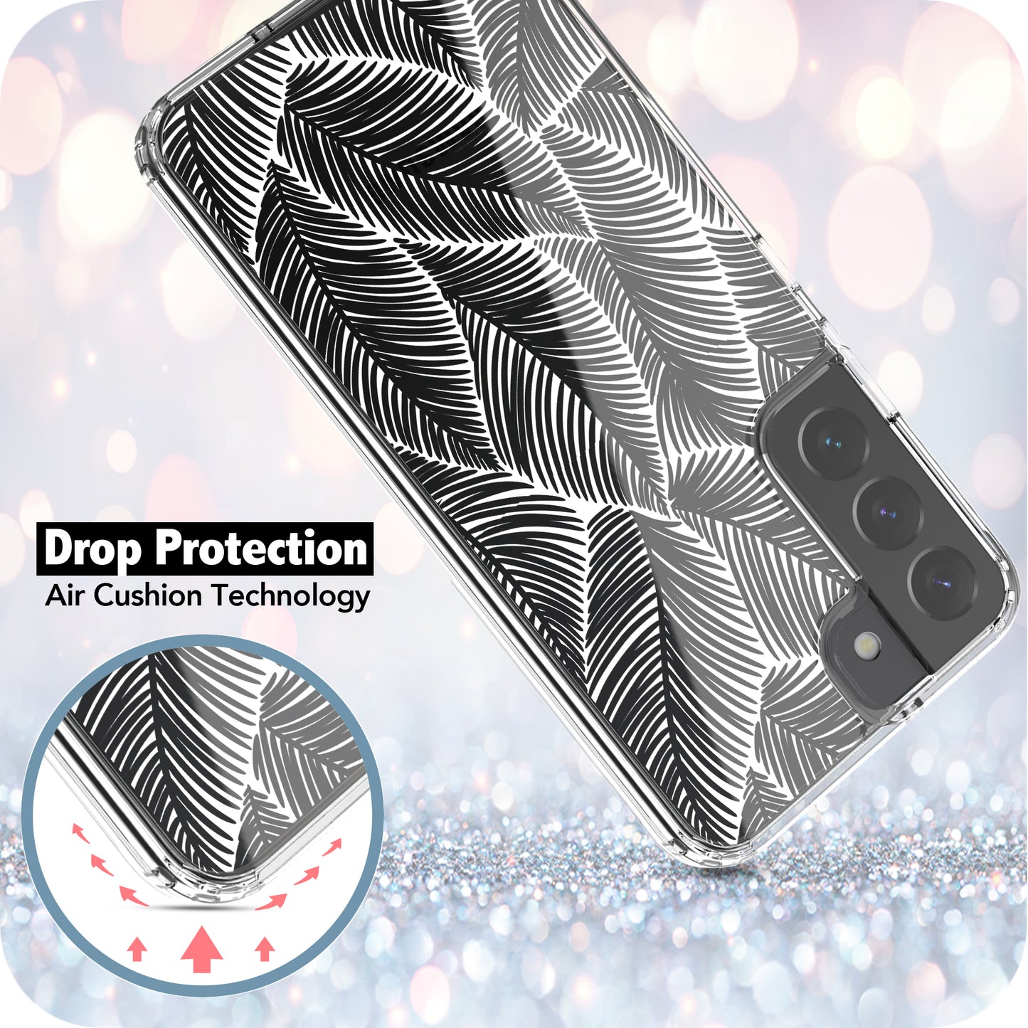 Samsung Galaxy S22 Plus (5G) Case, Anti-Scratch Clear Case - Palm Tree Leaves