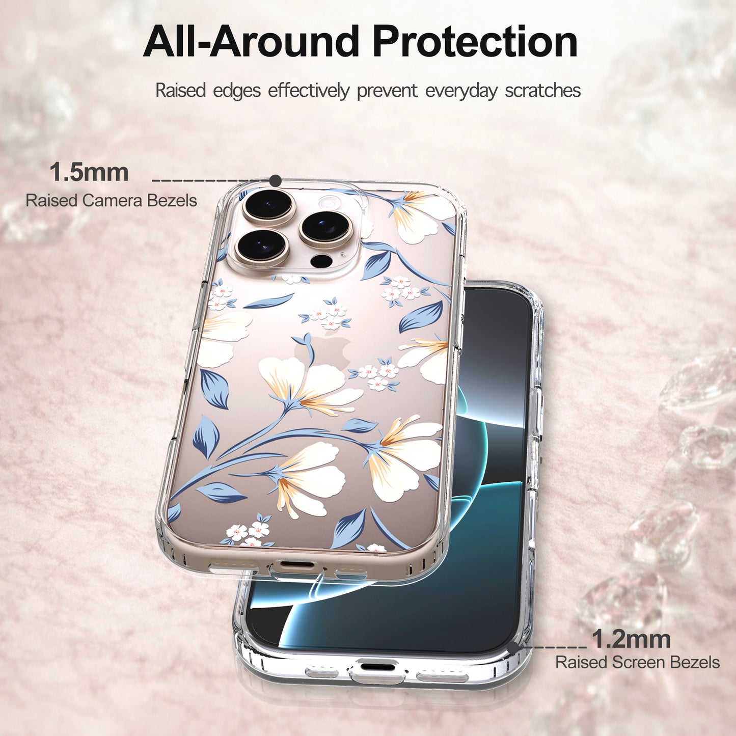 iPhone 16 Pro Case, Anti-Scratch Clear Case - Lily Flower