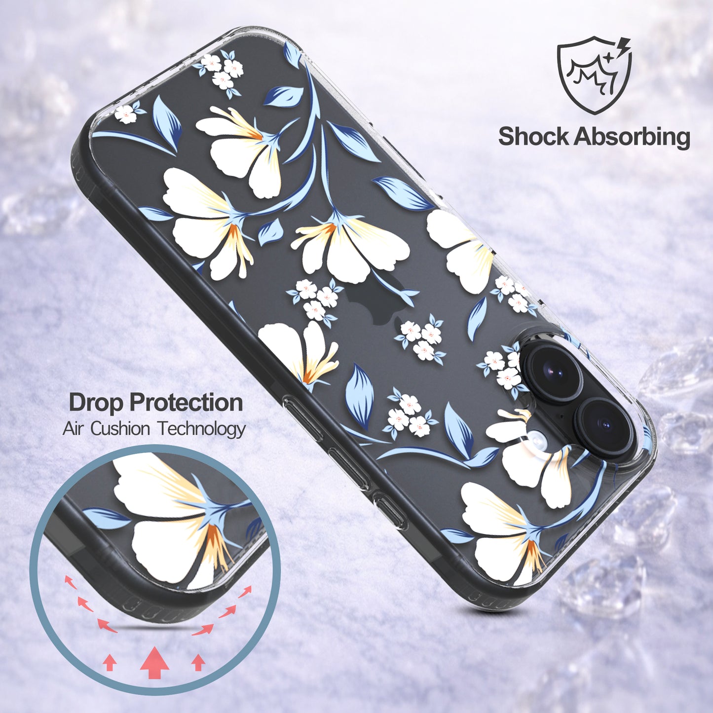 iPhone 16 Case, Anti-Scratch Clear Case - Lily Flower