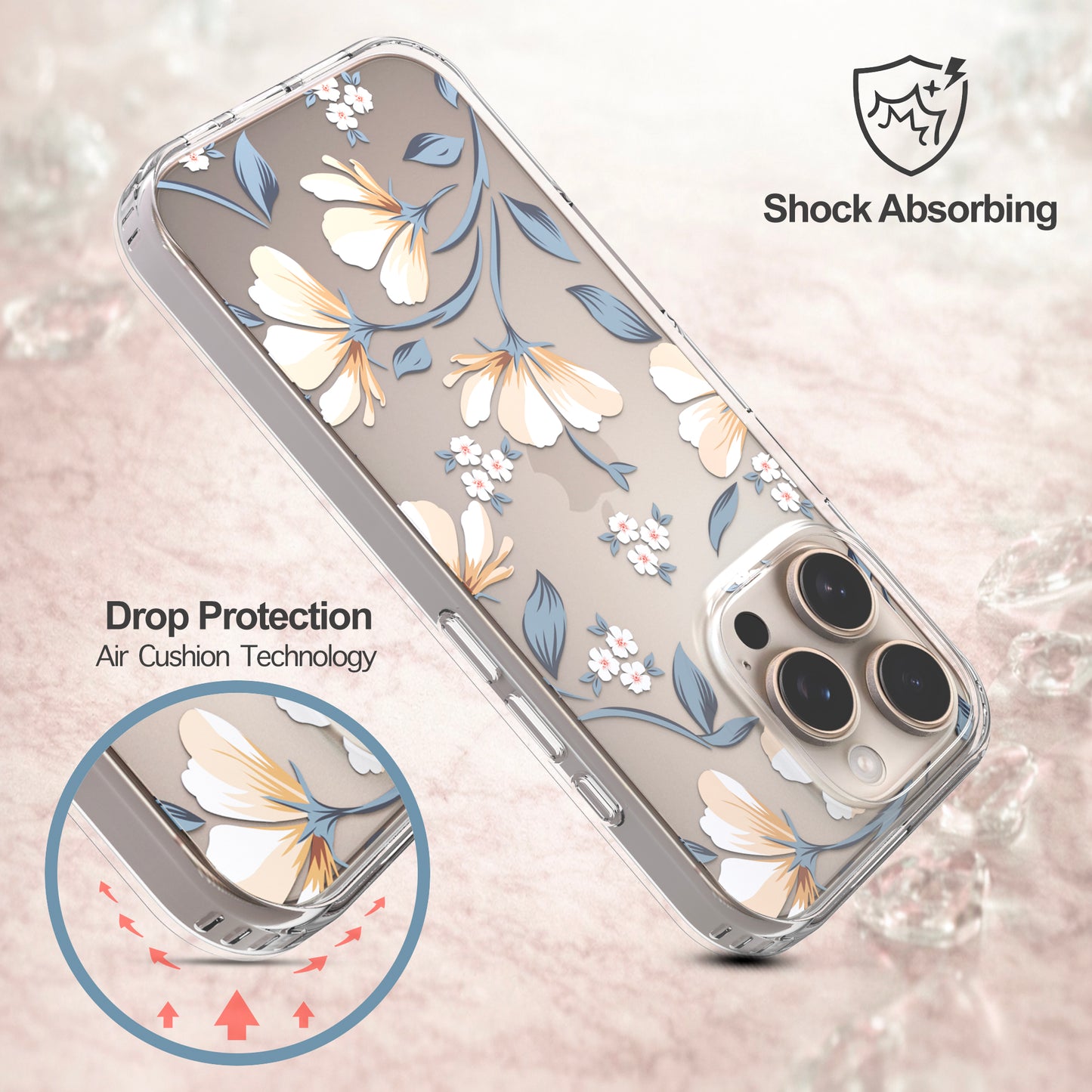 iPhone 16 Pro Case, Anti-Scratch Clear Case - Lily Flower