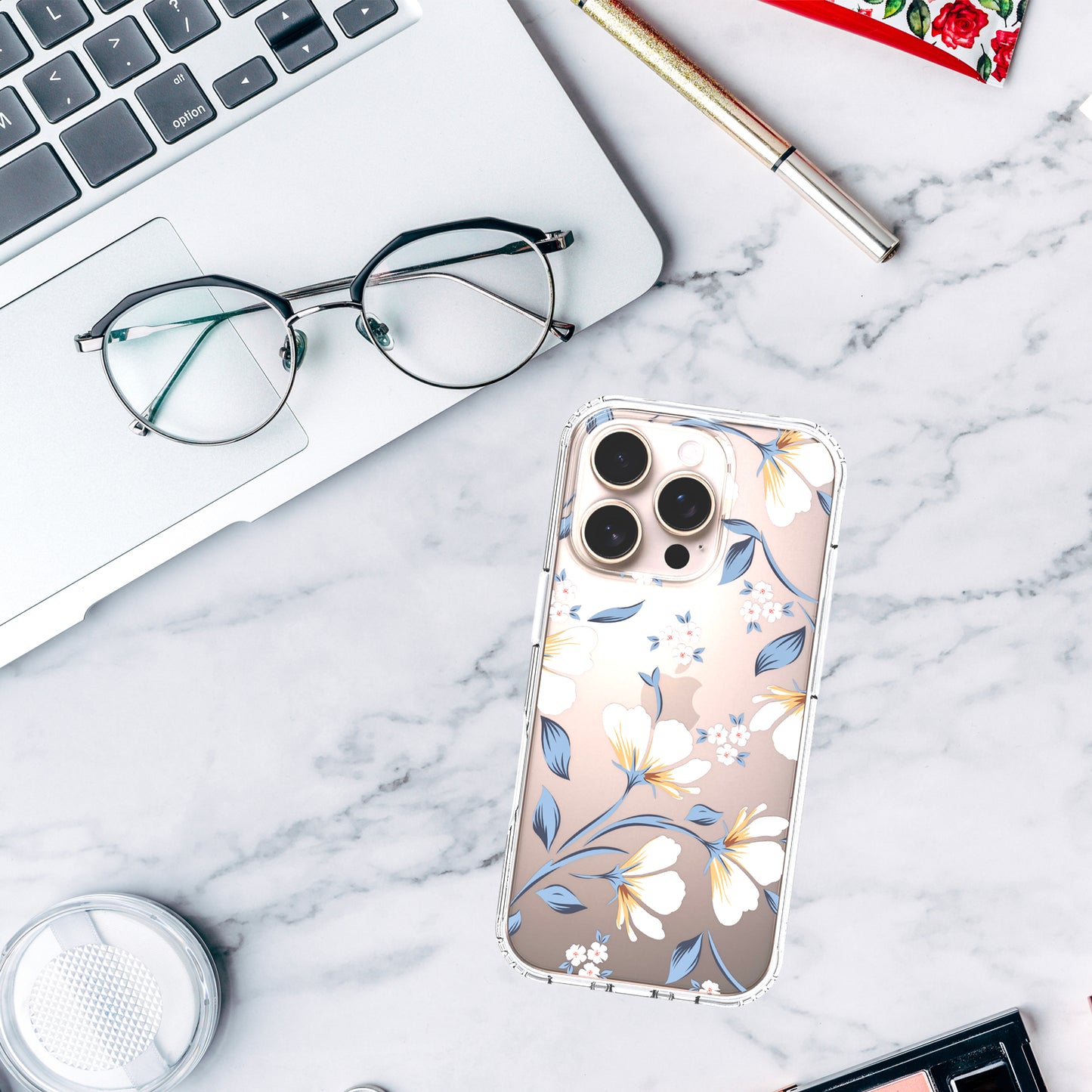iPhone 16 Pro Case, Anti-Scratch Clear Case - Lily Flower