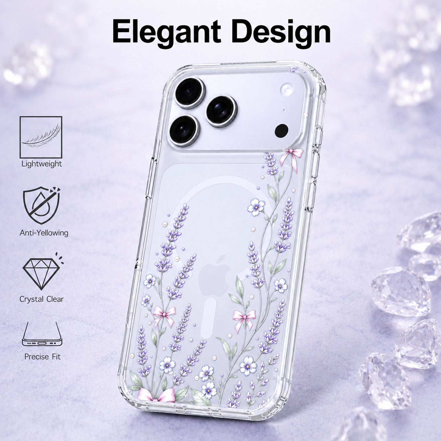 iPhone 17 Pro Case, Anti-Scratch Clear Case - Purple Lavender