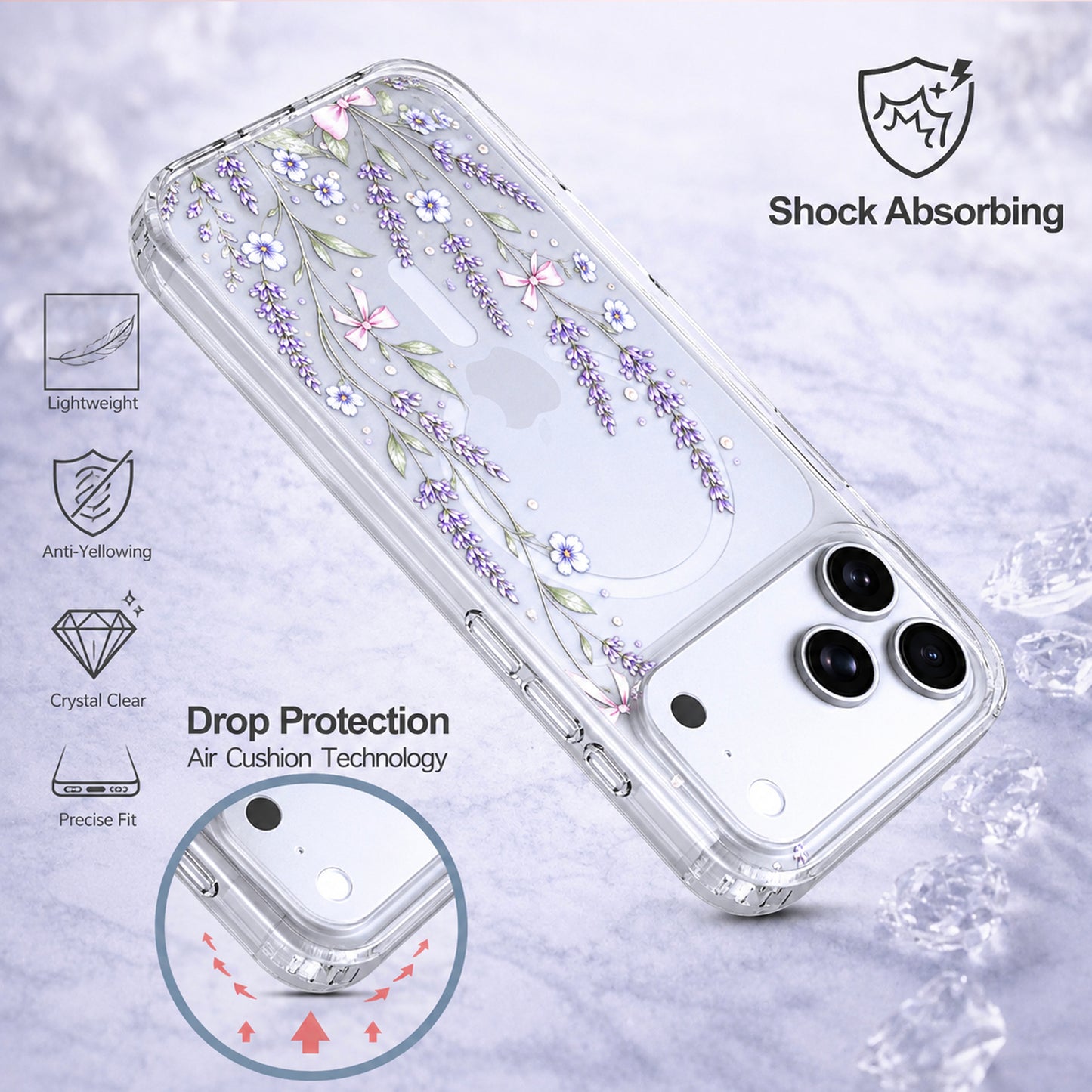 iPhone 17 Pro Case, Anti-Scratch Clear Case - Purple Lavender