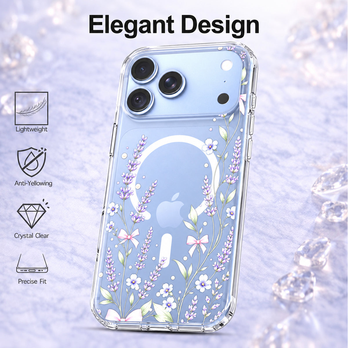 iPhone 18 Pro Case, Anti-Scratch Clear Case - Purple Lavender