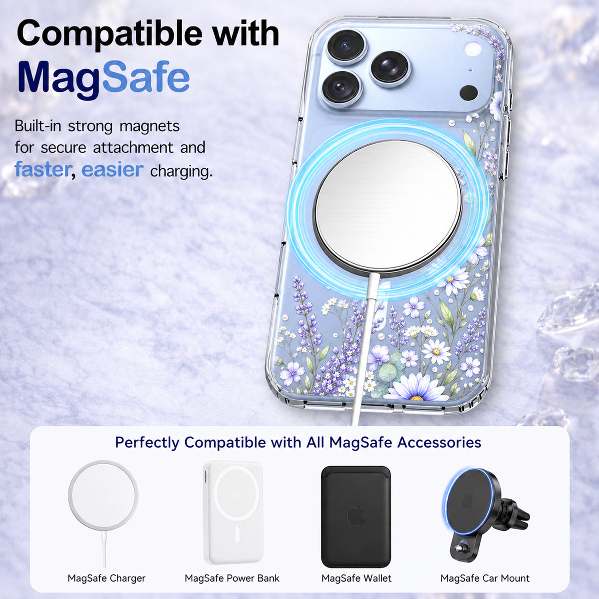 iPhone 18 Pro Max Case, Anti-Scratch Clear Case - Purple Wildflower