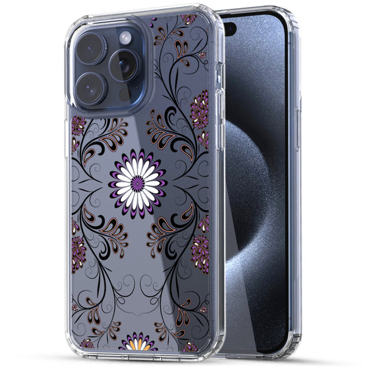 iPhone 15 Pro Case, Anti-Scratch Clear Case - Violet Flowers