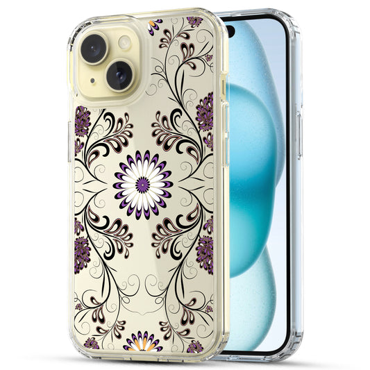 iPhone 15 Case, Anti-Scratch Clear Case - Violet Flowers