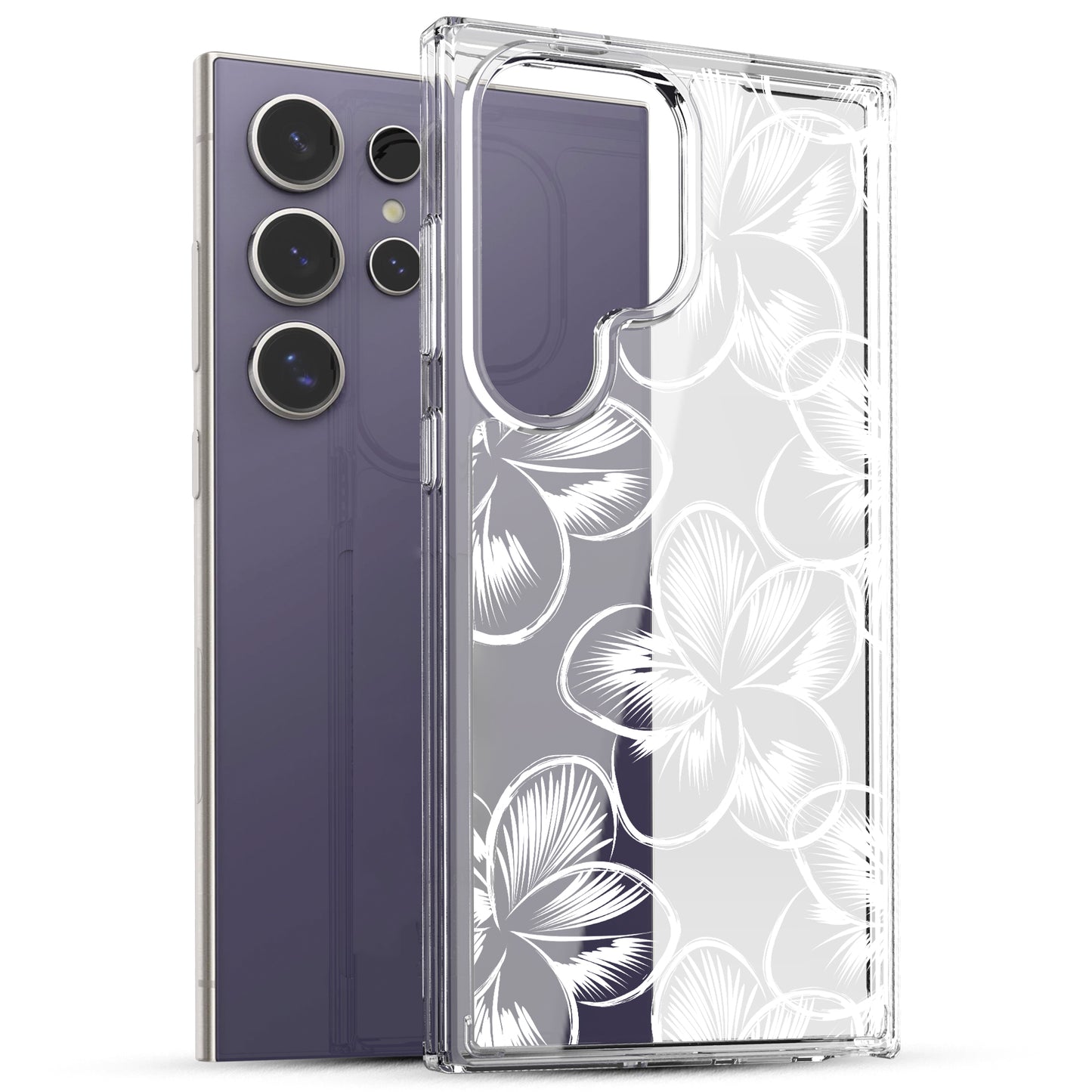 Samsung Galaxy S24 Ultra Case, Anti-Scratch Clear Case with Design - Tropical Flower