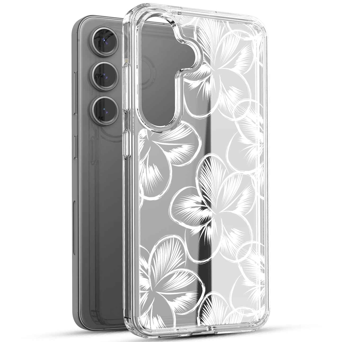 Samsung Galaxy S24 Case, Anti-Scratch Clear Case with Design - Tropical Flower