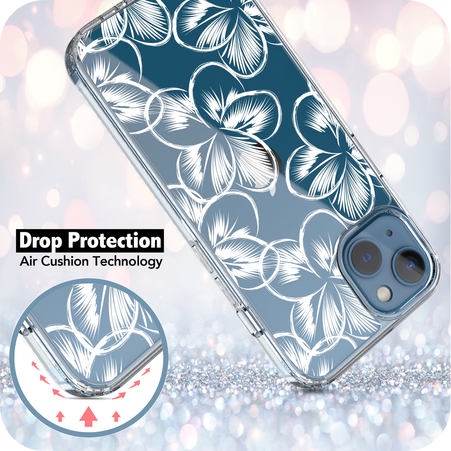 iPhone 13 Case, Anti-Scratch Clear Case - Tropical Flower