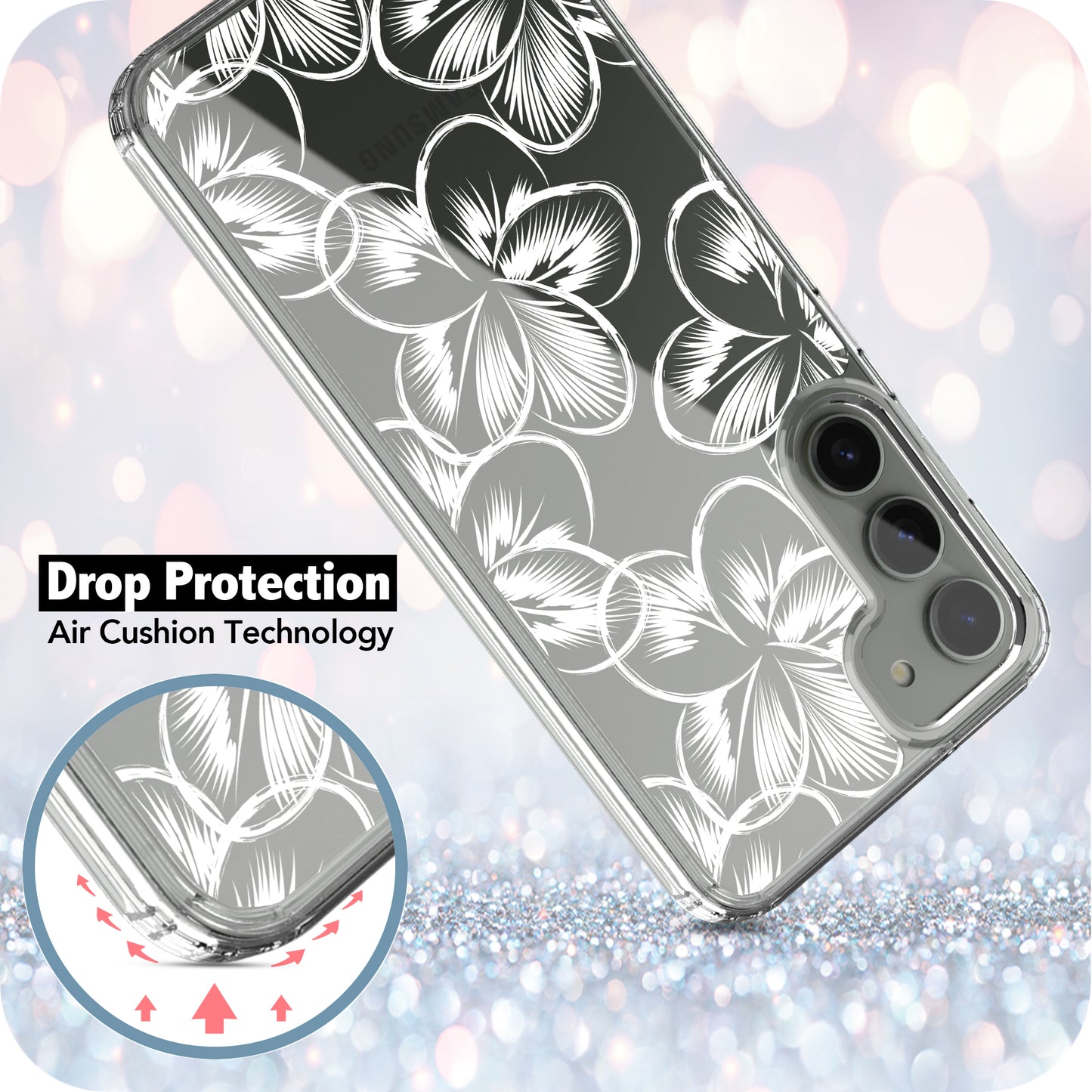 Samsung Galaxy S23 Case, Anti-Scratch Clear Case with Design - Tropical Flower