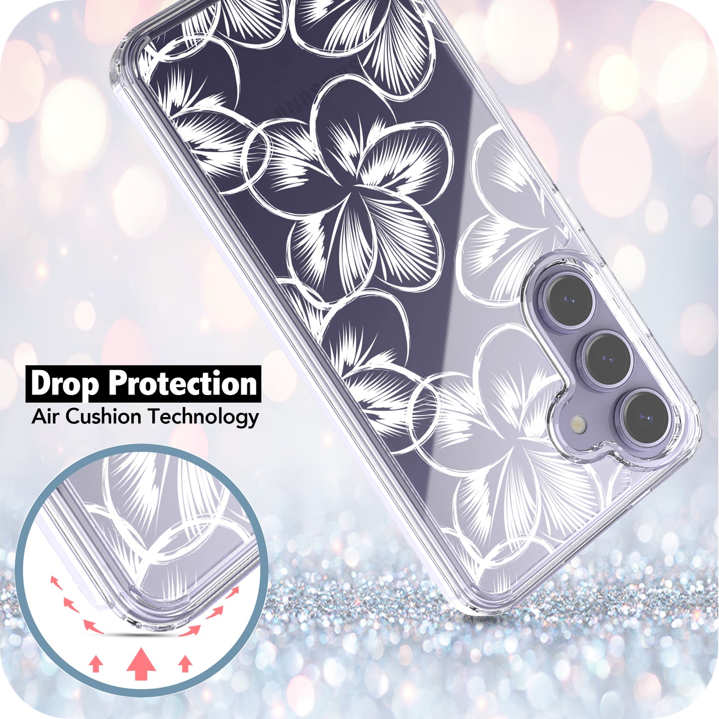 Samsung Galaxy S24 Plus Case, Anti-Scratch Clear Case with Design - Tropical Flower