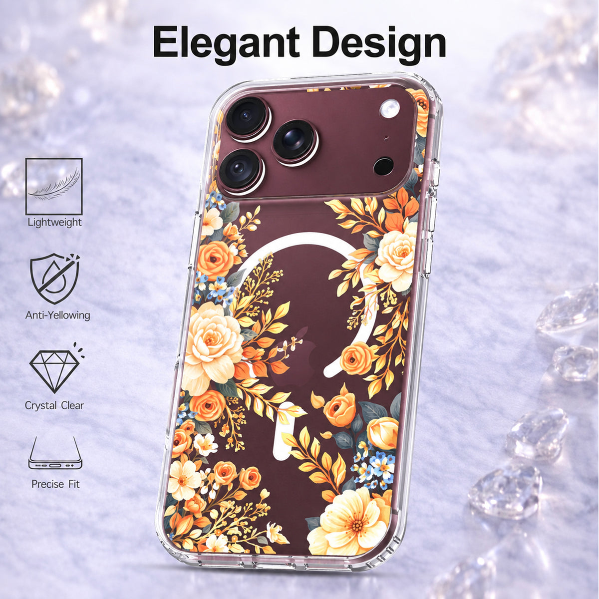 iPhone 18 Pro Max Case, Anti-Scratch Clear Case - Rose Blossom