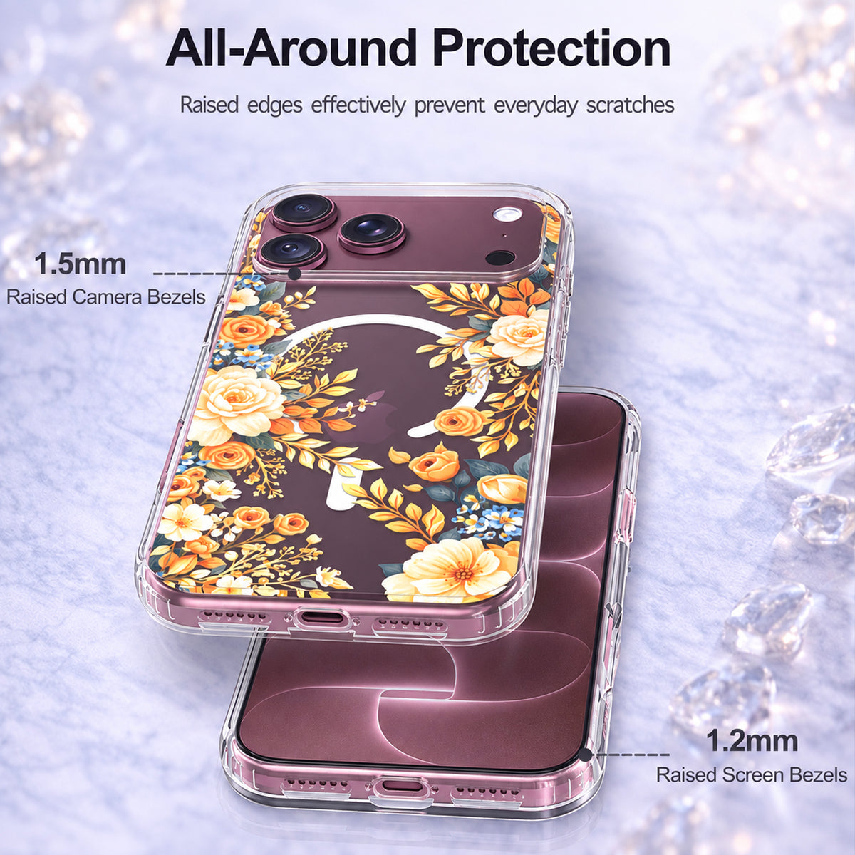 iPhone 18 Pro Max Case, Anti-Scratch Clear Case - Rose Blossom