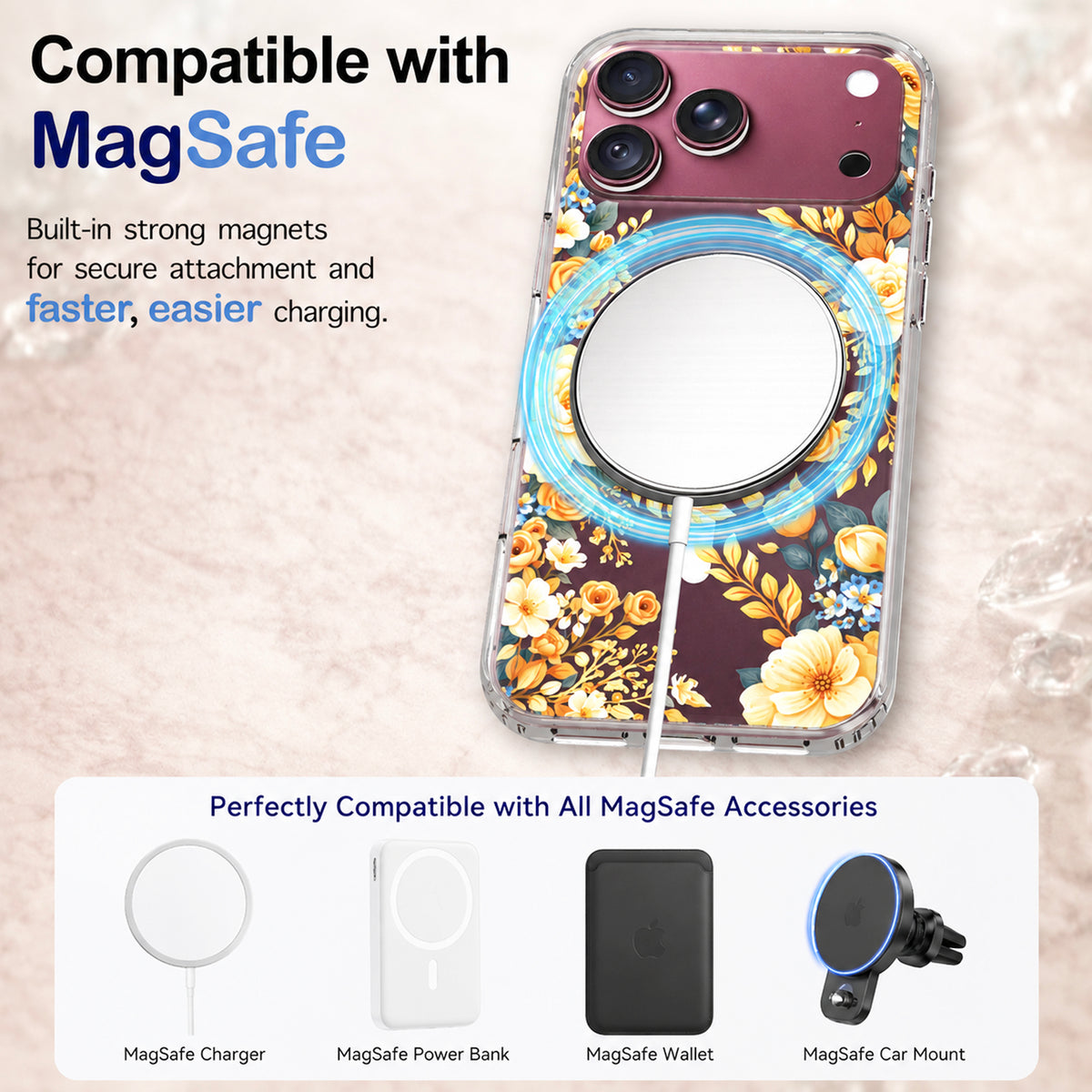 iPhone 18 Pro Max Case, Anti-Scratch Clear Case - Rose Blossom