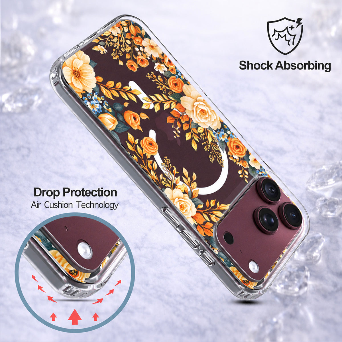 iPhone 18 Pro Max Case, Anti-Scratch Clear Case - Rose Blossom