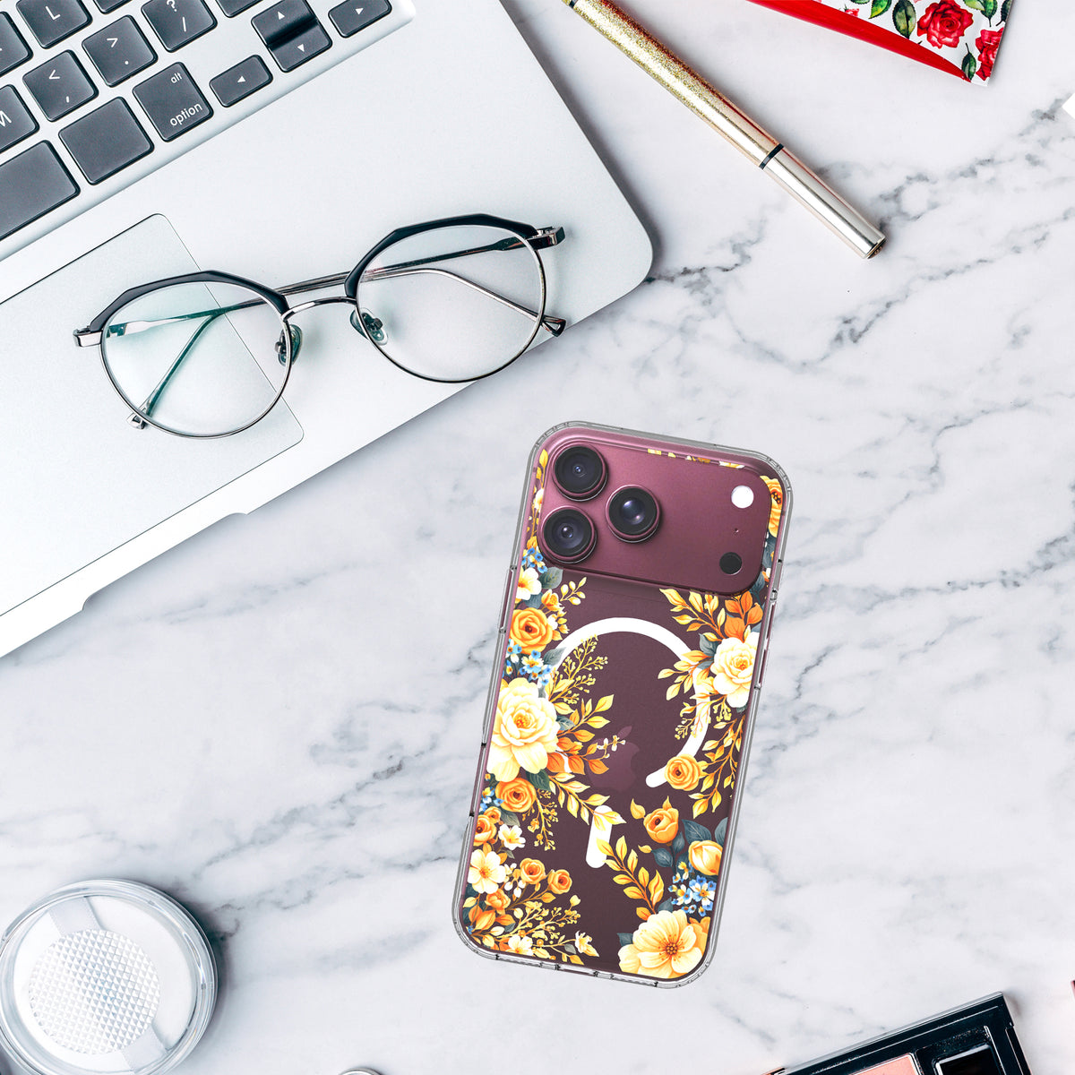 iPhone 18 Pro Max Case, Anti-Scratch Clear Case - Rose Blossom