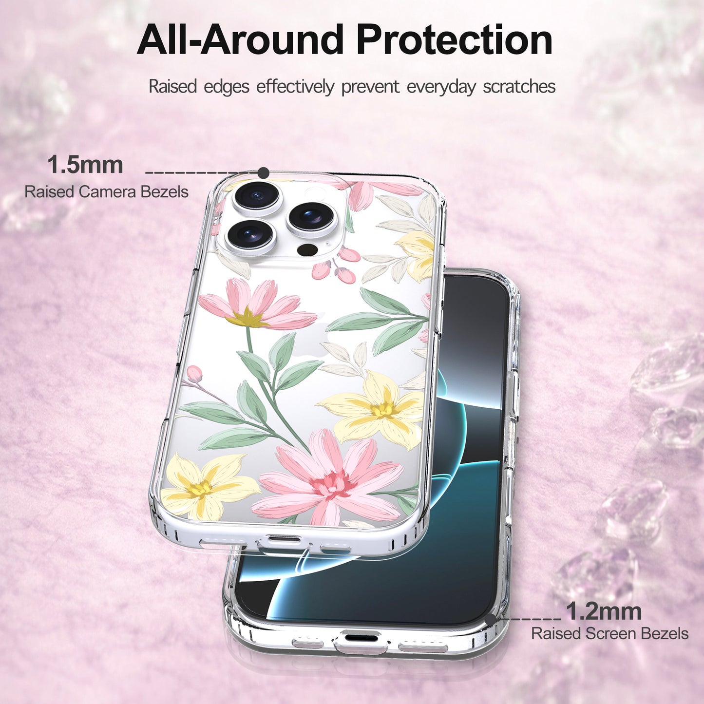 iPhone 16 Pro Case, Anti-Scratch Clear Case - Floral Painting