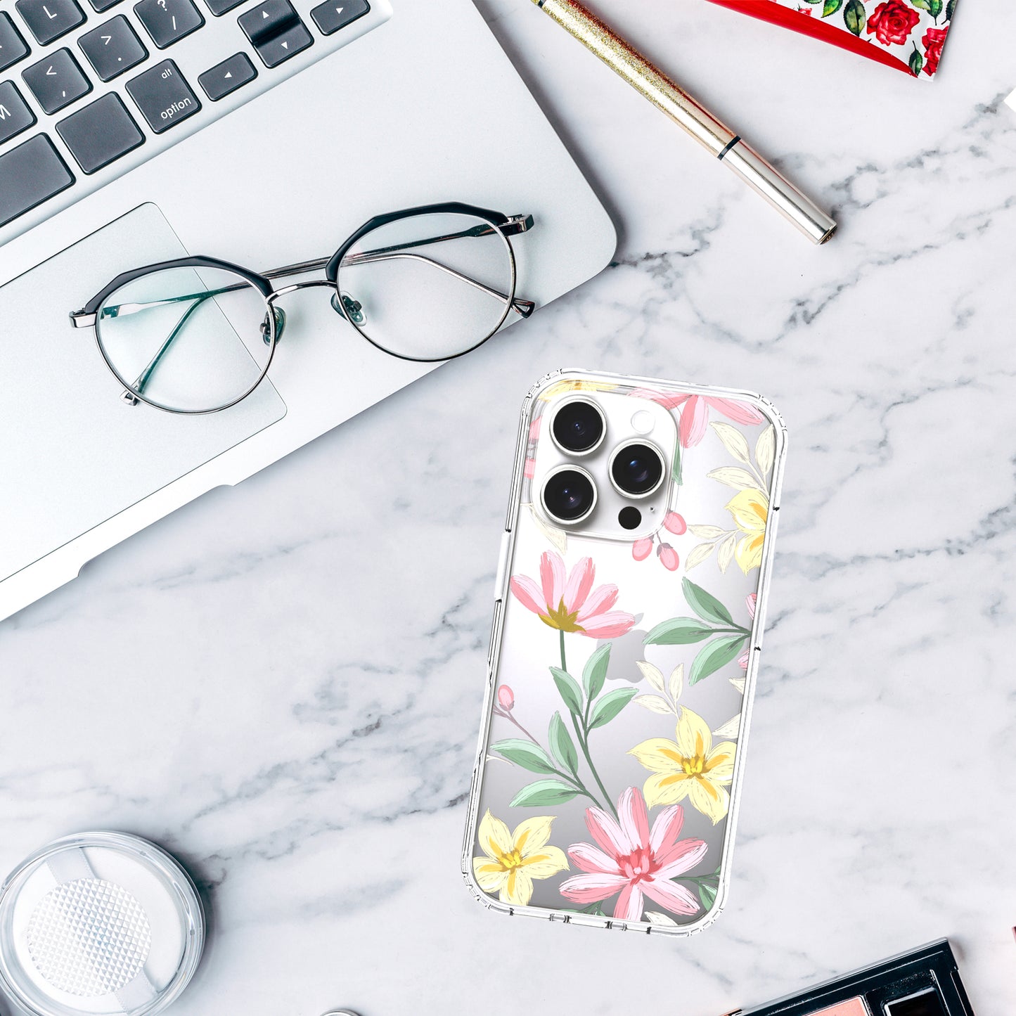iPhone 16 Pro Case, Anti-Scratch Clear Case - Floral Painting