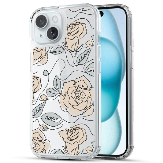 iPhone 15 Case, Anti-Scratch Clear Case - Abstract Roses