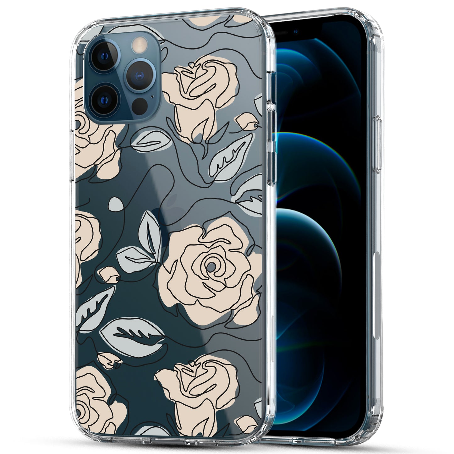 iPhone 12 / iPhone 12 Pro Case, Anti-Scratch Clear Case - Abstract Rose