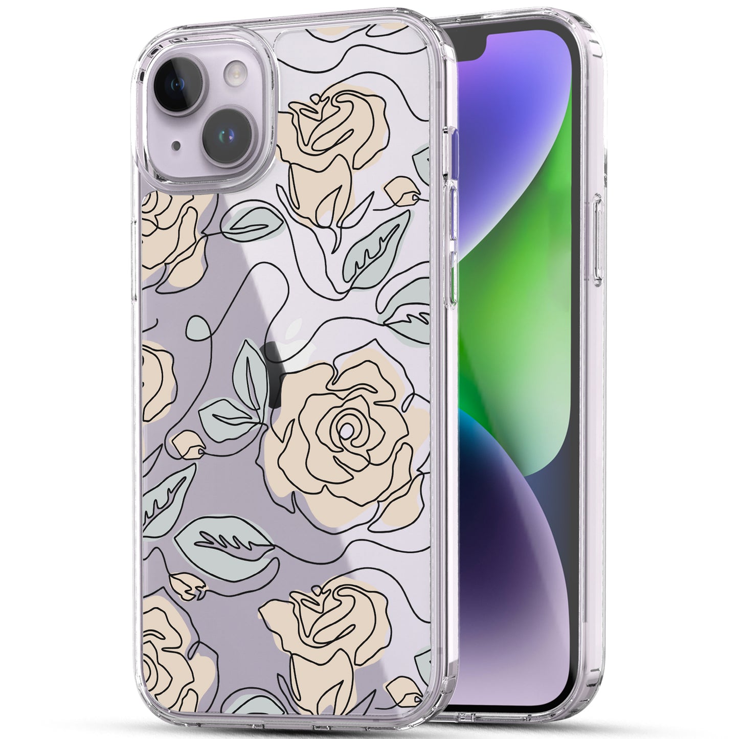 iPhone 14 Case, Anti-Scratch Clear Case - Abstract Rose