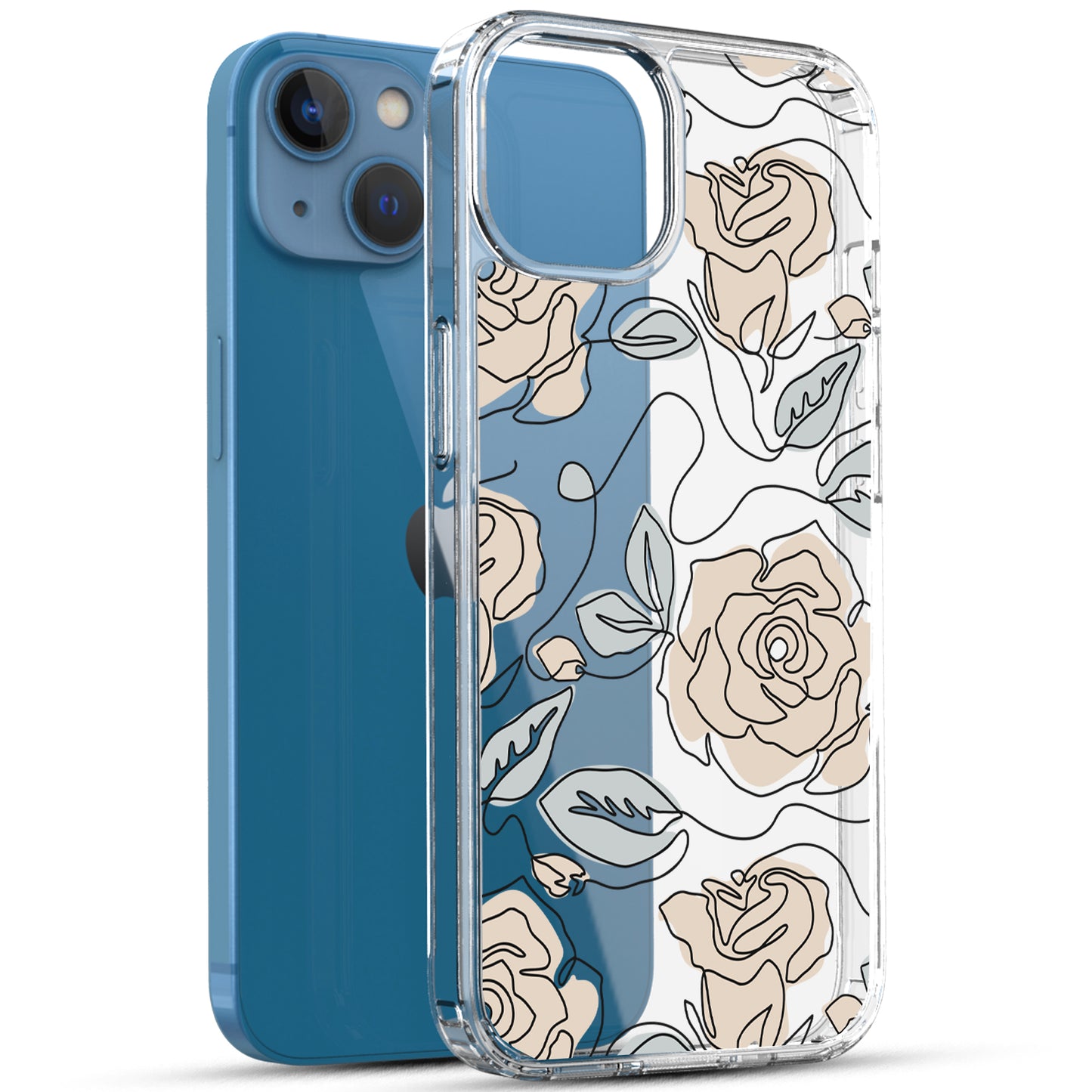 iPhone 13 Case, Anti-Scratch Clear Case - Abstract Rose